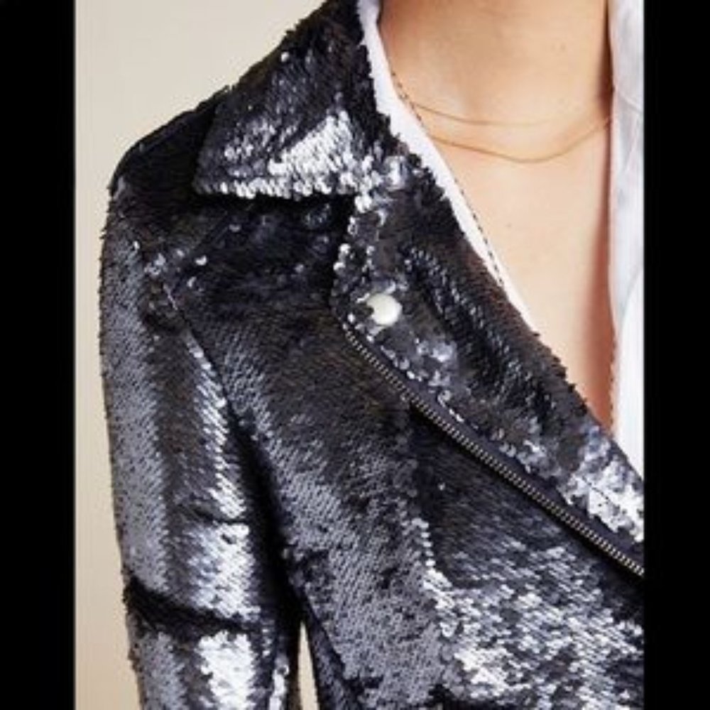 NWT Harlow Sequined Moto Jacket - Picture 3 of 3